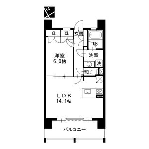 B 1LDKの間取り図