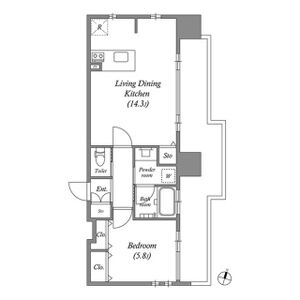 1LDKの間取り図