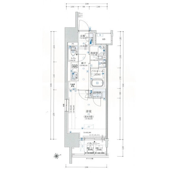 A 1Kの間取り図