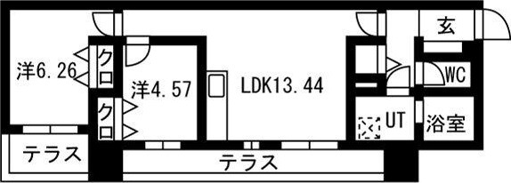 B 2LDKの間取り図