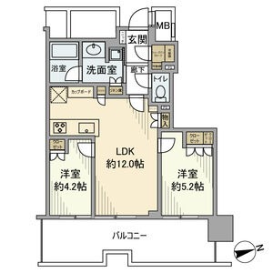 1404 2LDKの間取り図