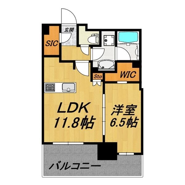 407 1LDKの間取り図