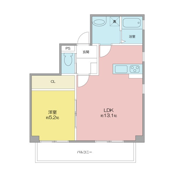201 1LDKの間取り図