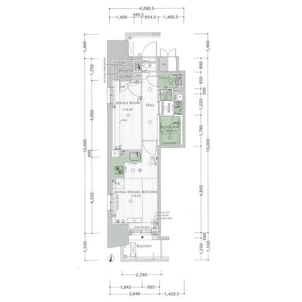 C 1LDKの間取り図