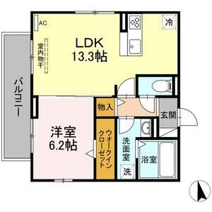 B2 1LDKの間取り図
