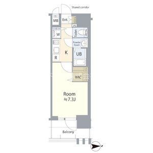 B' 1Kの間取り図