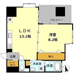 E2 1LDKの間取り図