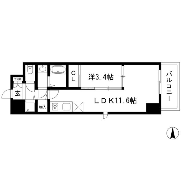 1201 1LDKの間取り図