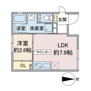 C 1LDKの間取り図