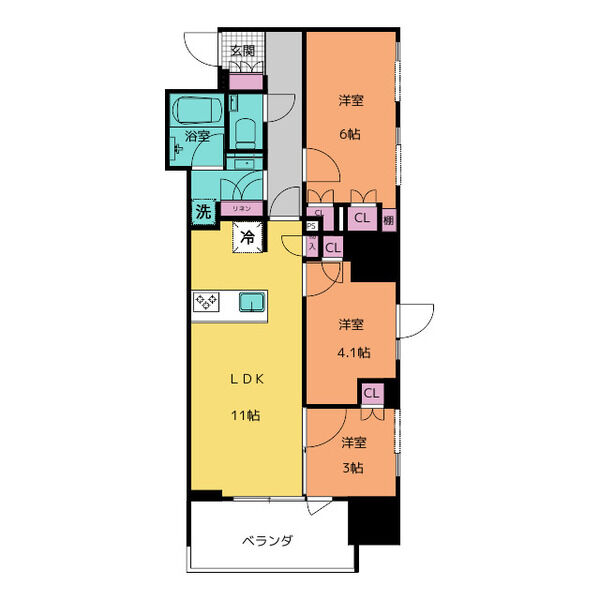 C 3LDKの間取り図