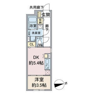 F 1DKの間取り図