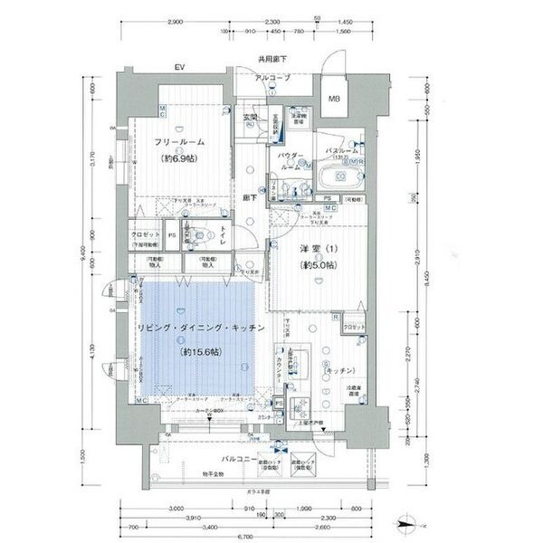 501 1LDKの間取り図