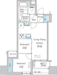 D 2LDKの間取り図