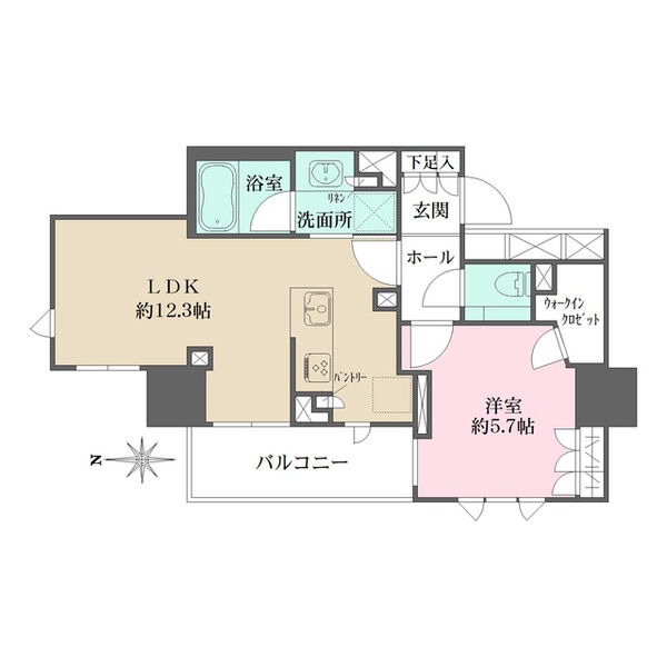 401 1LDKの間取り図