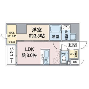 302 1LDKの間取り図