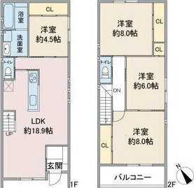 C 4LDKの間取り図