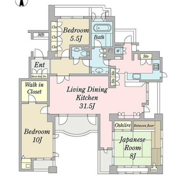 B 3LDKの間取り図