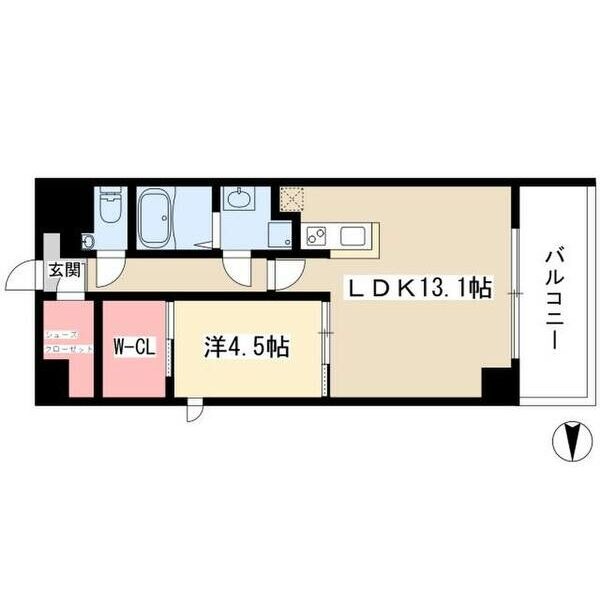 1301 1LDKの間取り図