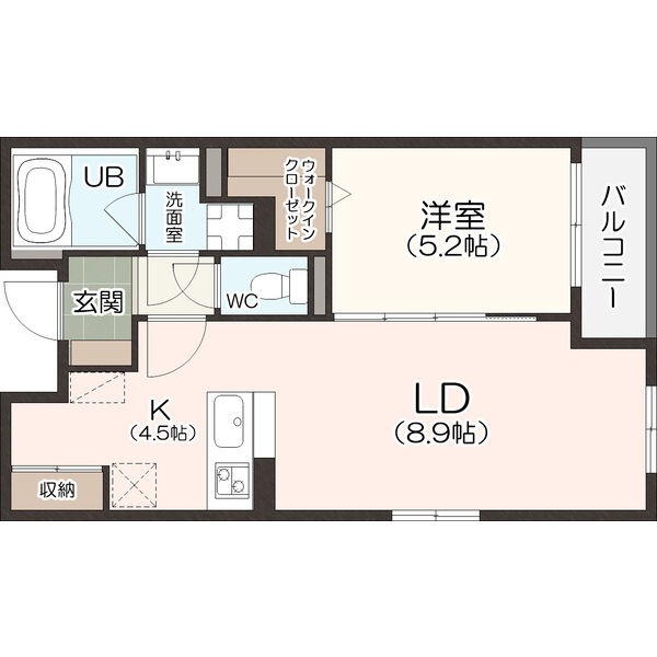 101 1LDKの間取り図