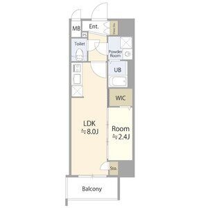 D 1LDKの間取り図