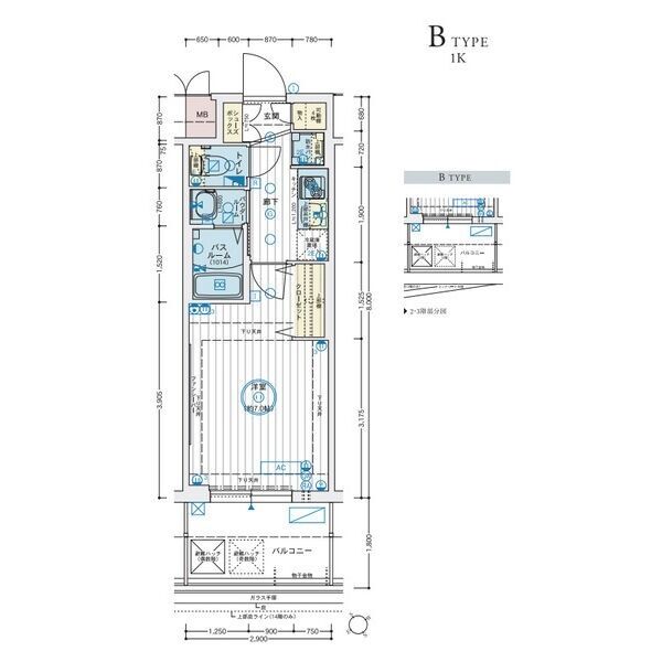 B 1Kの間取り図