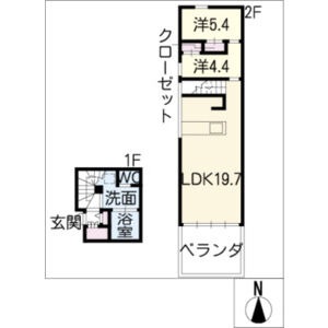 E 2LDKの間取り図