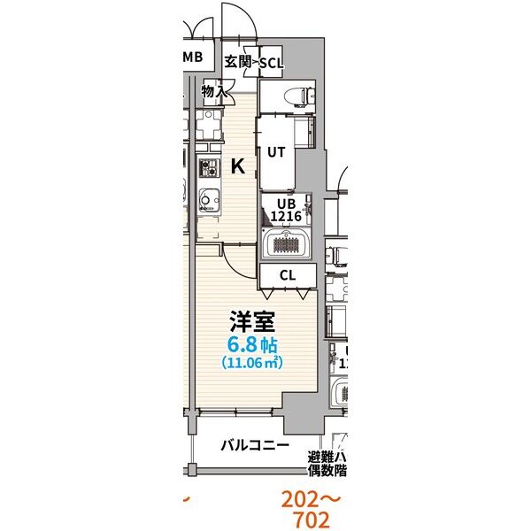 B 1Kの間取り図