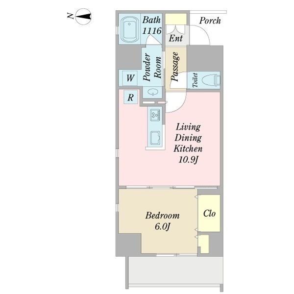 901 1LDKの間取り図