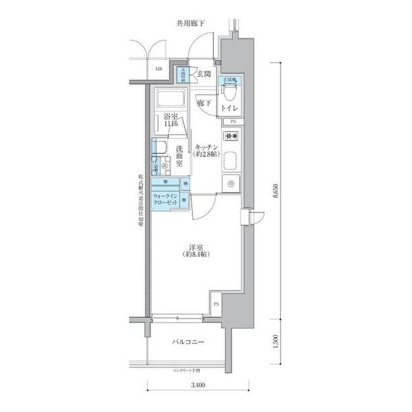 E 1Kの間取り図
