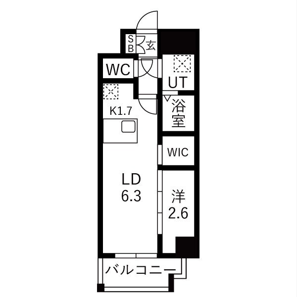 B1 1LDKの間取り図