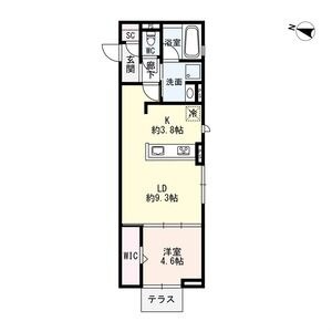 102 1LDKの間取り図