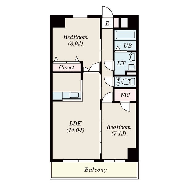 802 2LDKの間取り図