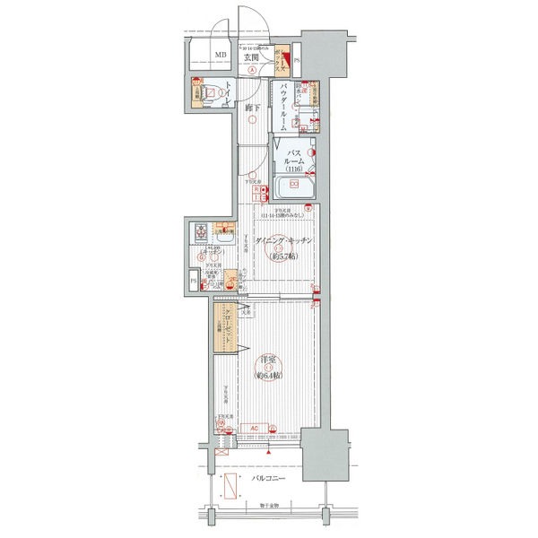 G 1DKの間取り図