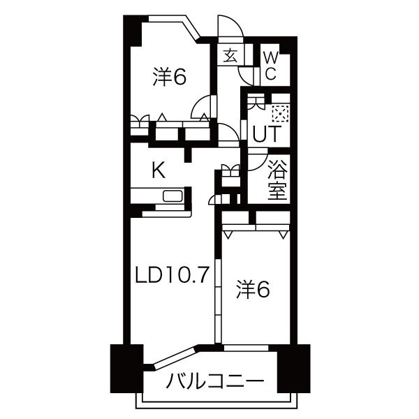 3B 2LDKの間取り図