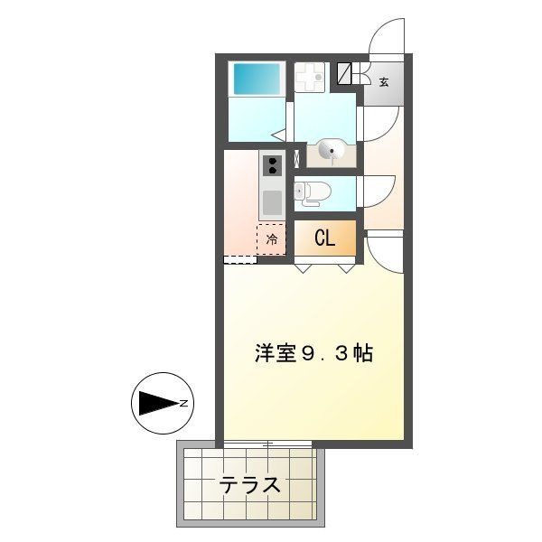 D 1Rの間取り図