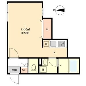 A 1Kの間取り図
