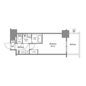 A' 1Kの間取り図