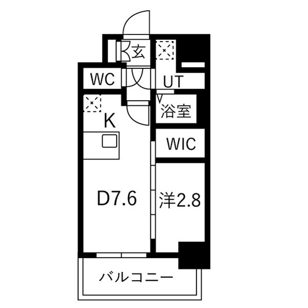 A 1DKの間取り図