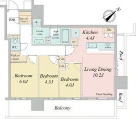 70.01m2type 3LDKの間取り図