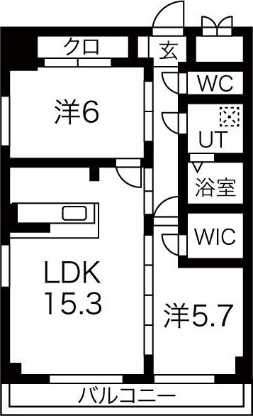 A 2LDKの間取り図