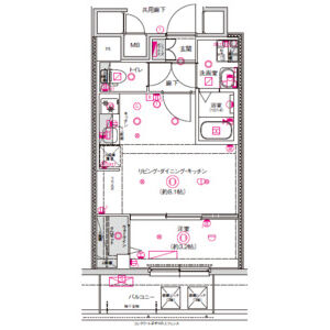 B 1LDKの間取り図