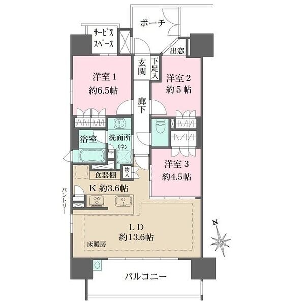 A 3LDKの間取り図