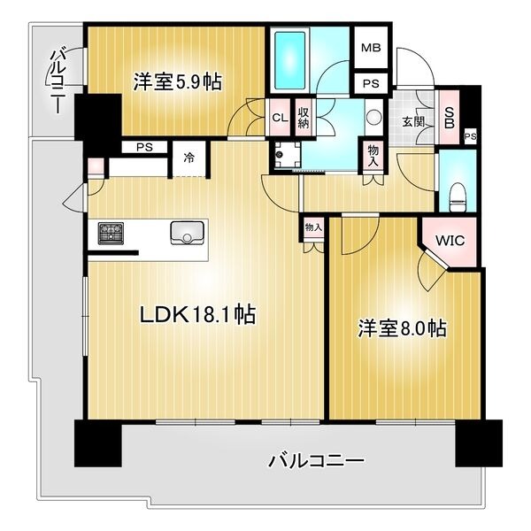 1401 2LDKの間取り図