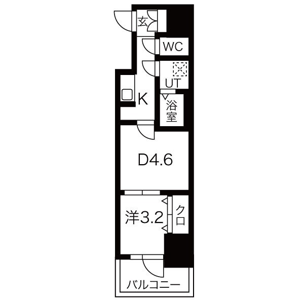 C 1DKの間取り図
