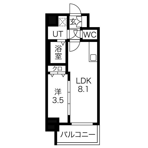 A1 1LDKの間取り図