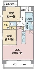 A' 2LDKの間取り図