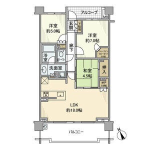 B 3LDKの間取り図
