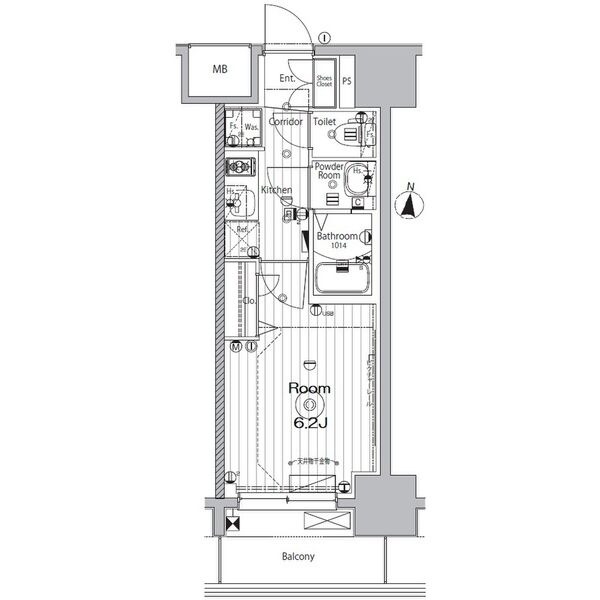B1 1Kの間取り図