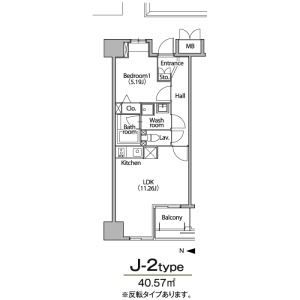J-2 1LDKの間取り図