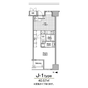 J-1 1DKの間取り図